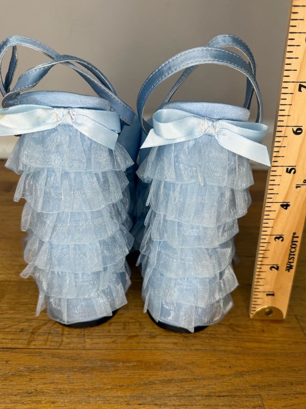 Sugar Thrillz Dolls Kill Blue Platform Heels Ruffle Bow Coquette Size 8 - Picture 12 of 14